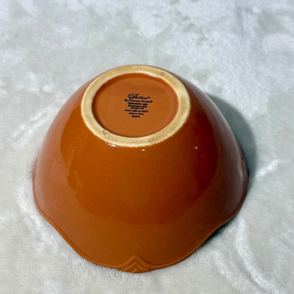 Princess House Pavillion Nesting Bowl Set of 3 Green Orange Yellow Scalloped Rim